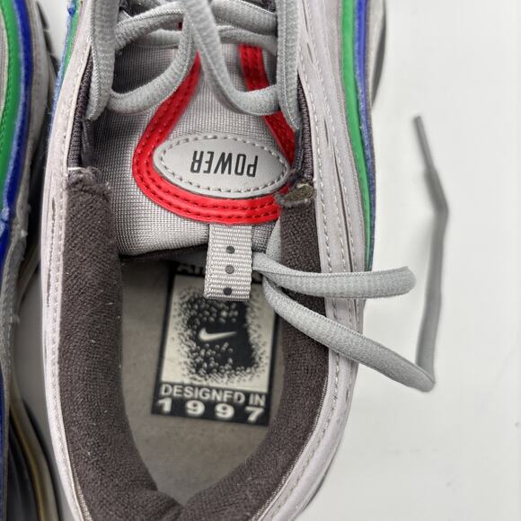 Size 8.5 - Nike Men\'s Air Max 97 QS #C15012 Grey, Blue & Green, paint scuff heel main image 16